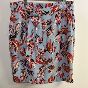 Lane Bryant Blue Tropical Abstract Floral Pencil Skirt with Tie Waist Size 20